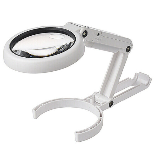 Foldable 8 LED Lighted Magnifying Lamp Reading Magnifier with Light Stand Clamp 1