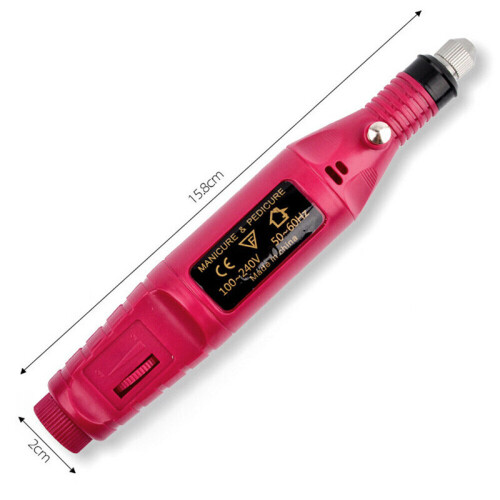 (Rose Red (USB Plug)) Pro Electric Nail Drill Machine Art Manicure Frinder Bits Set 2
