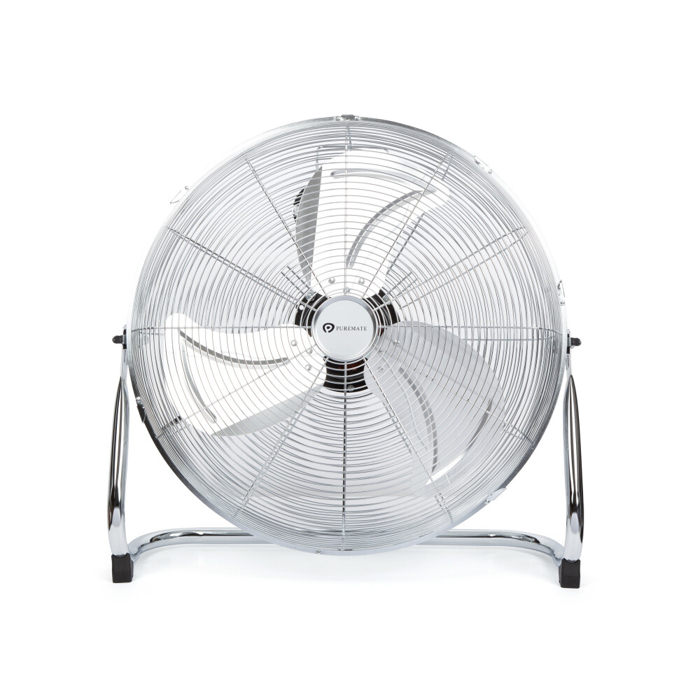 PureMate 20" Chrome Gym Floor Fan, Portable Cooling Fan for Home and office with 3 Speeds and Adjustable Fan Head with Tilting Feature