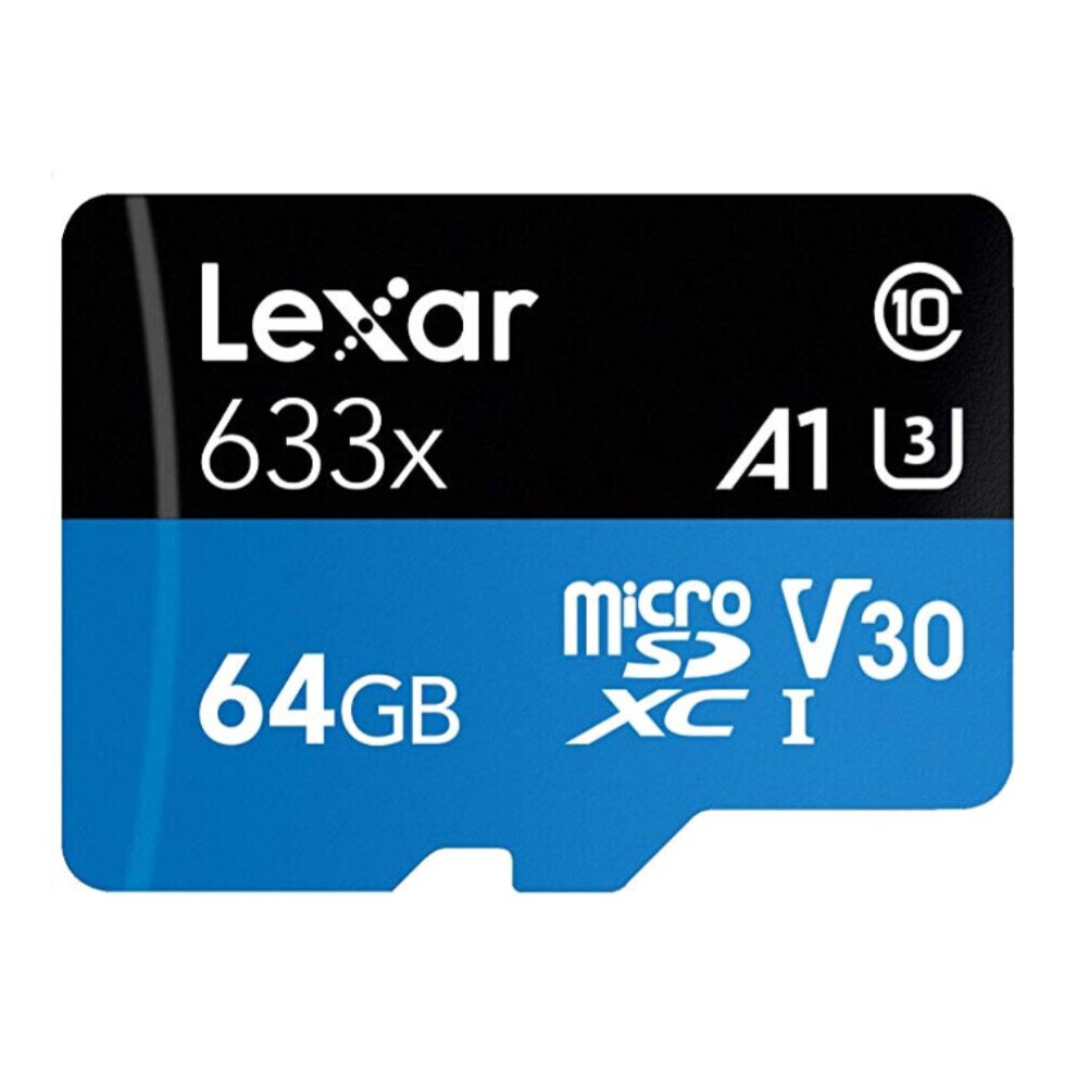 Lexar 64GB Micro SD XC UHS-I U3 Class 10 A1 V30 95MB/S Memory Card