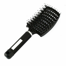 Nylon Boar Bristle Hairbrush Wet Curly Hair Brush Scalp Massage Comb (black)