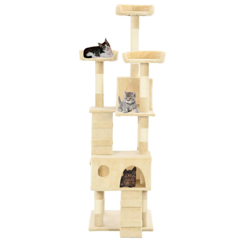 vidaXL Cat Tree with Sisal Scratching Posts 170cm Beige Kitten Furniture Tower