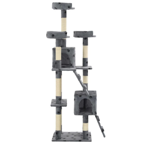 VidaXL vidaXL Cat Tree with Sisal Scratching Posts 170cm Paw Prints Grey Kitten Tower 1