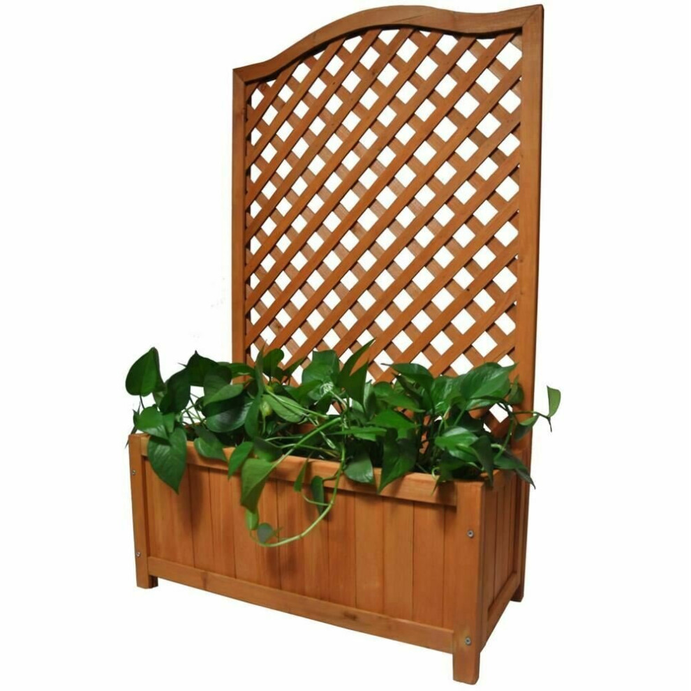 Wooden Planter With Lattice Flower Plant Pot Trellis