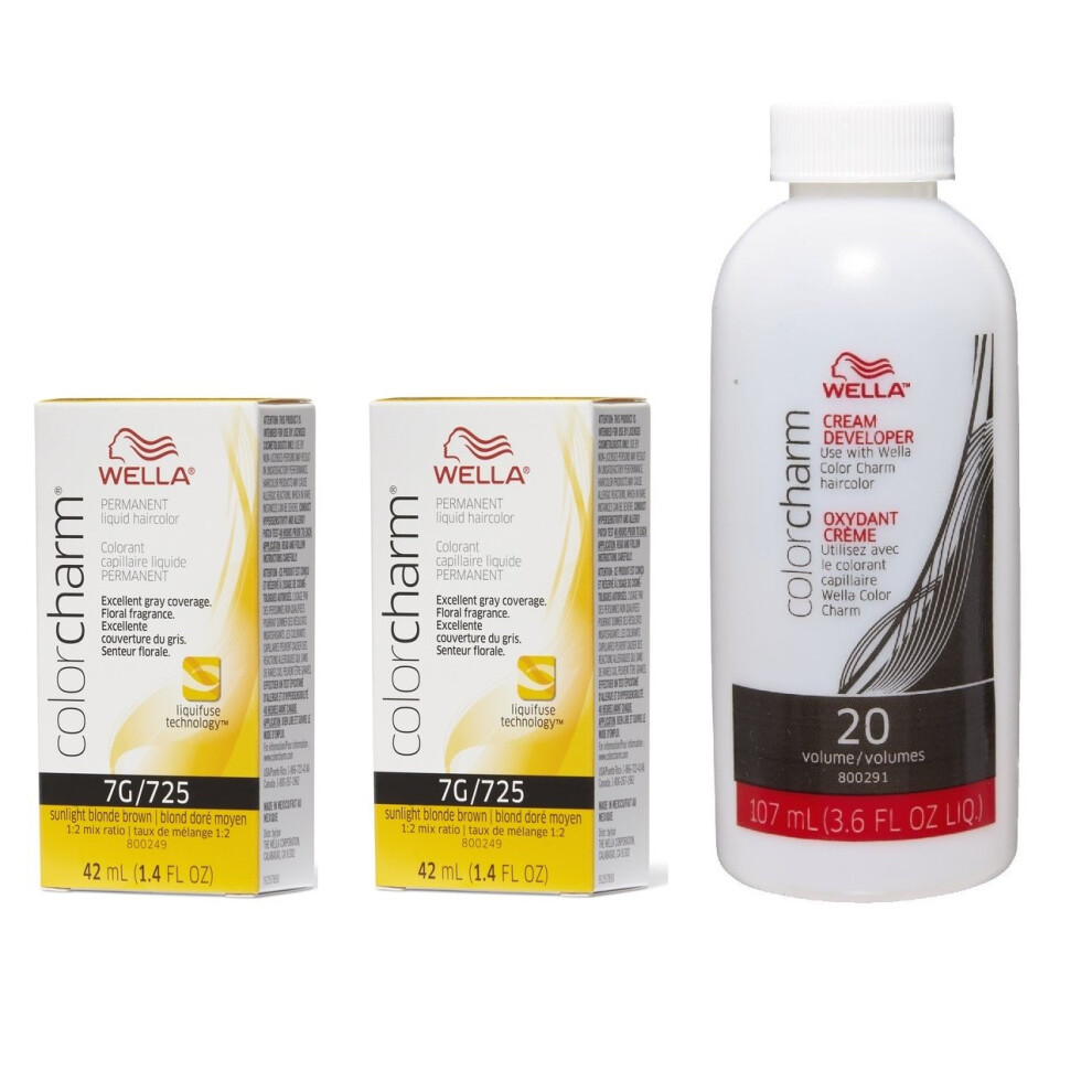 (7G + 7G+Developer (Vol. 20) 3.6oz) Wella Color Charm Haircolor 7G Sunlight Blonde Brown