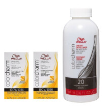 (10GV + 10GV+Developer (Vol. 20) 3.6oz) Wella Color Charm Haircolor 10GV Honey Blonde