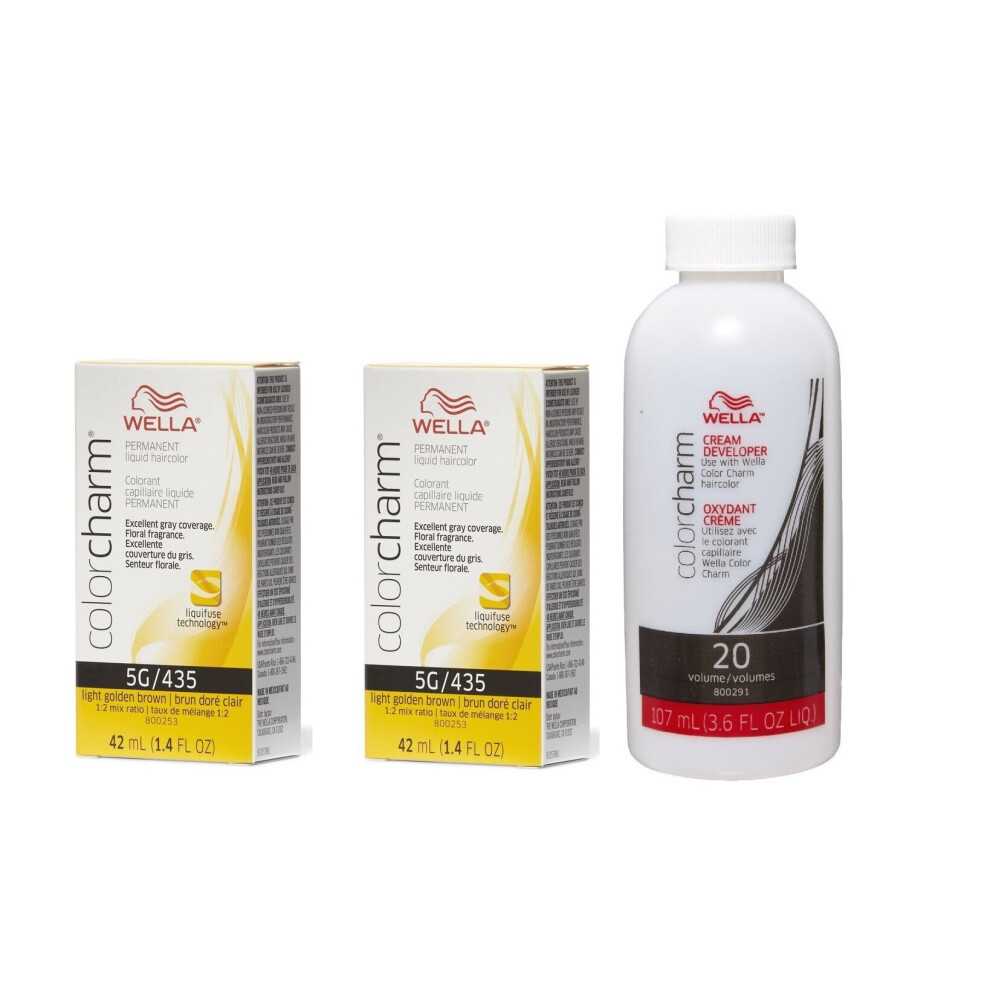 Photos - Hair Dye Wella  3.6oz)  Color Charm Haircolor 5G Light Golden Brown (5G + 5G+Developer (Vol. 20)