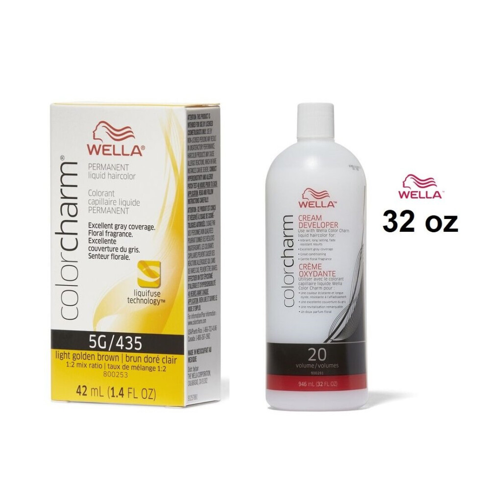 Photos - Hair Dye Wella  32oz )  Color Charm Haircolor 5G Light Golden Brown Brown,Multicoloured (5G + Developer (Vol. 20)
