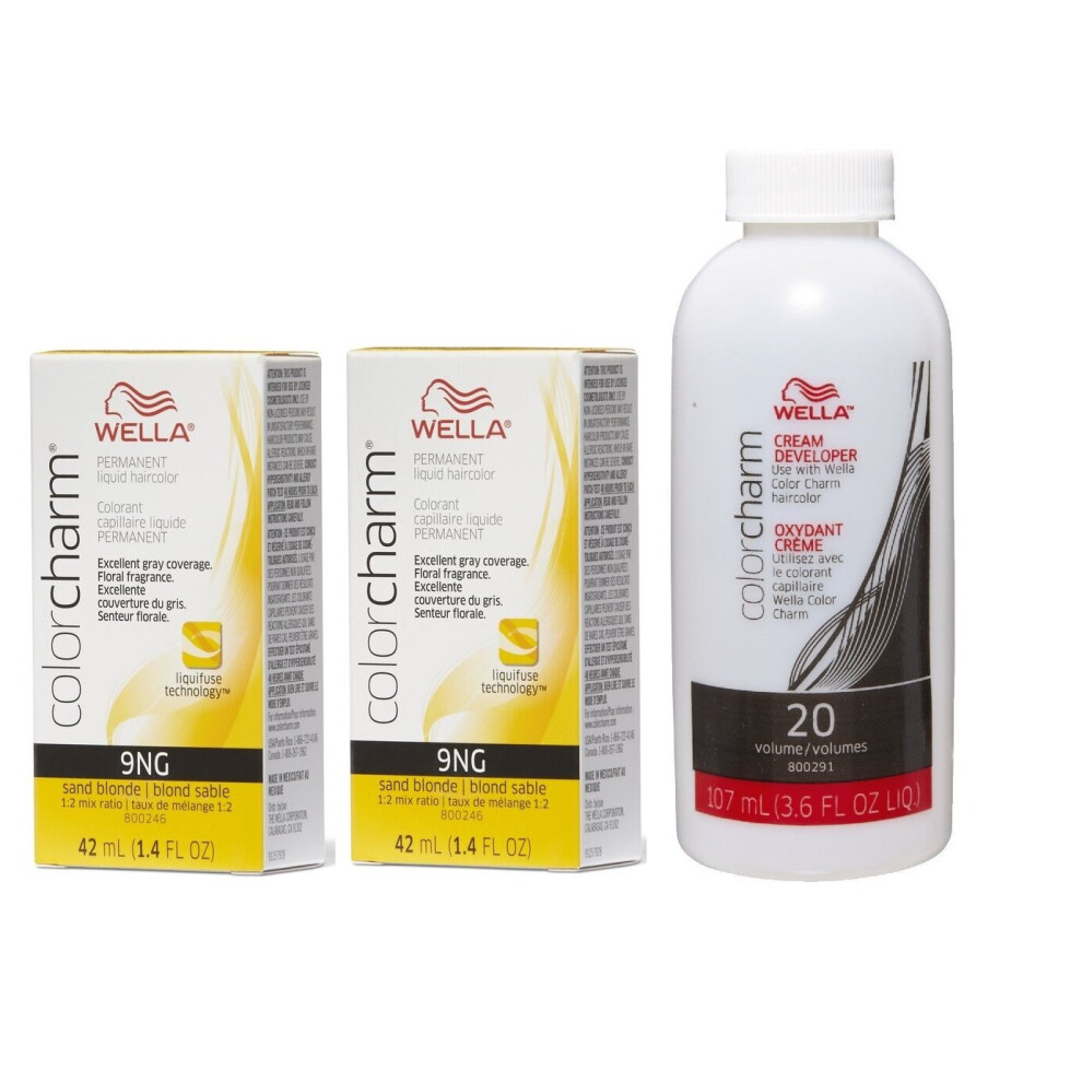 Wella Multicoloured (9Ng + 9Ng+Developer (Vol. 20) 3.6Oz) Color Charm Haircolor 9Ng Sand Blonde