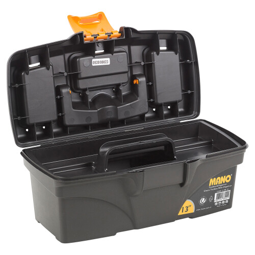 URBN Living 13" Small Black Plastic Storage Case Organiser Tool Tray 3 compartments 2