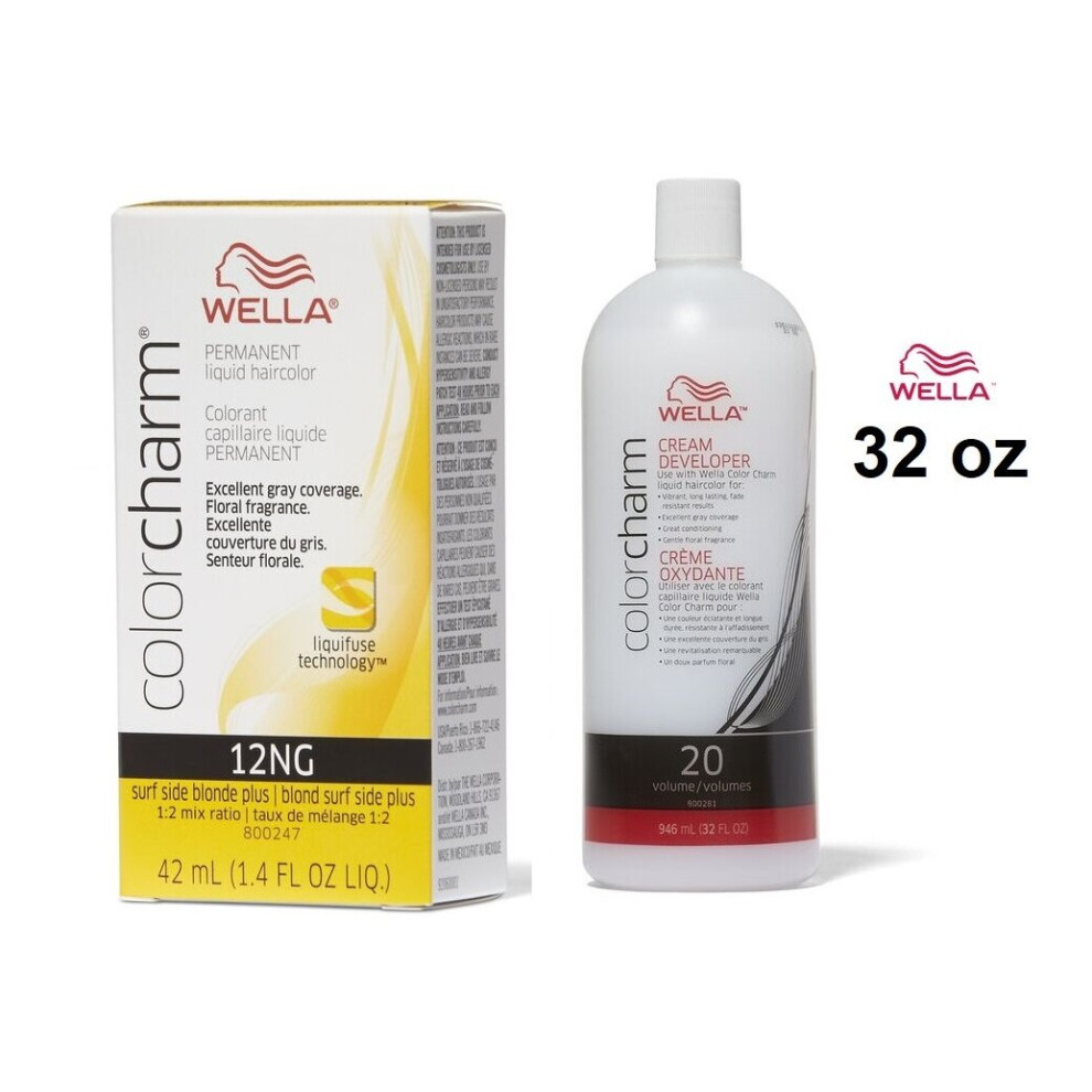 (12NG + Developer (Vol. 20) 32oz) Wella Color Charm Haircolor 12NG Surf Side Blonde Plus-image-OPC-P5WXWWQ-NEW