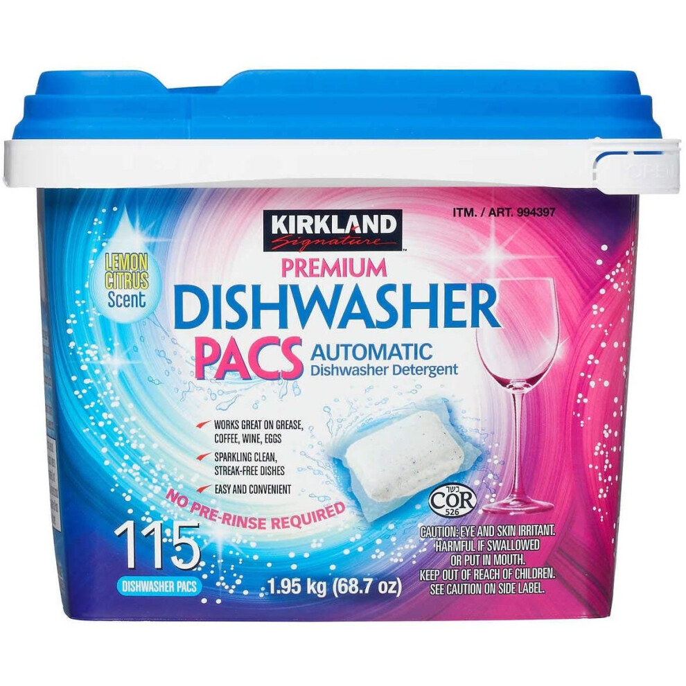 Kirkland Signature Premium Dishwasher Detergent Pacs, 115-count