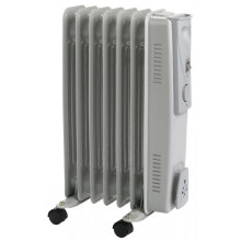 1500w 7 FIN OIL FILLED RADIATOR, WHITE, 3 HEAT SETTINGS, PORTABLE D240mmxW330mmxH550mm