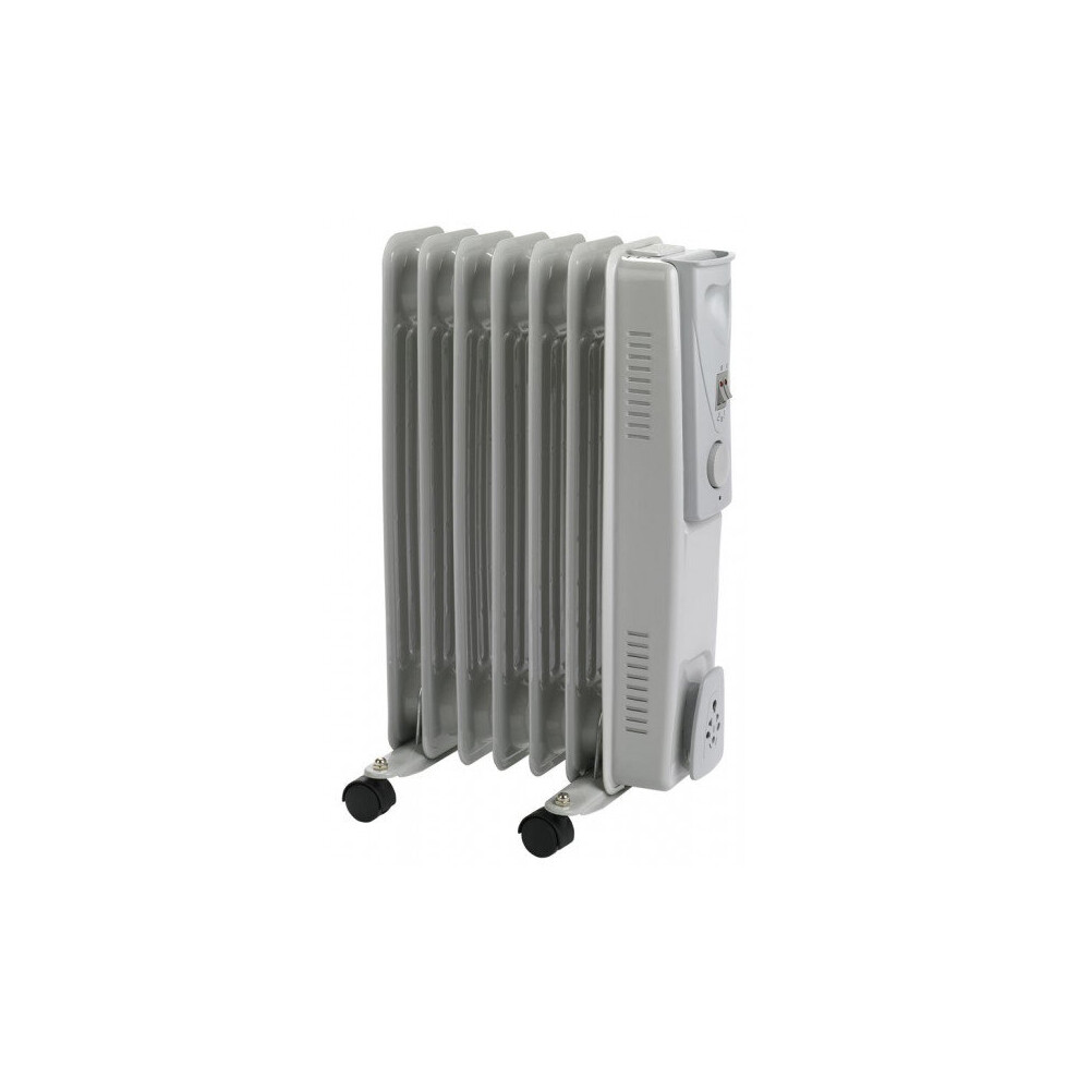 Status 1500W 7 Fin Oil Filled Radiator, White, 3 Heat Settings, Portable D240mmxw330mmxh550mm