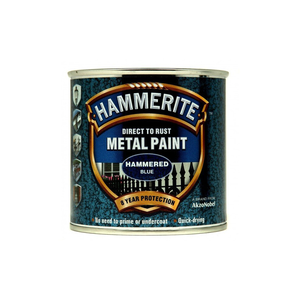 HAMMERITE Direct To Rust Metal Paint - Hammered Blue - 250ml [5092936]