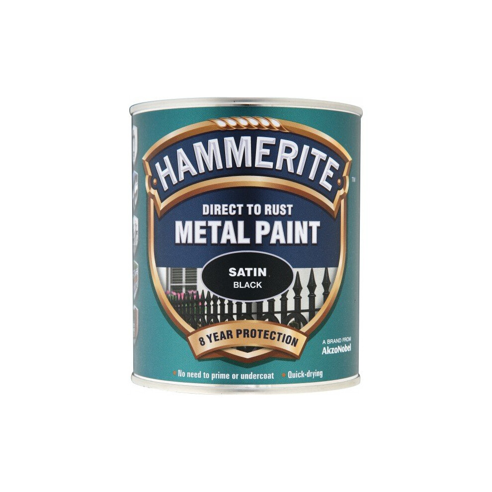 HAMMERITE Direct To Rust Metal Paint- Satin Black - 2.5 Litre [5084907]