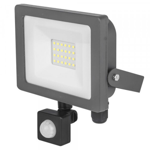 STATUS Slim Line LED Flood Light with PIR - Grey - 20W [S20WSFLGPIR1PKB6]