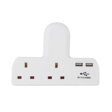 STATUS 2 Way Cable Free Socket with 2 USB Ports - White [S2W2USBCFS6]