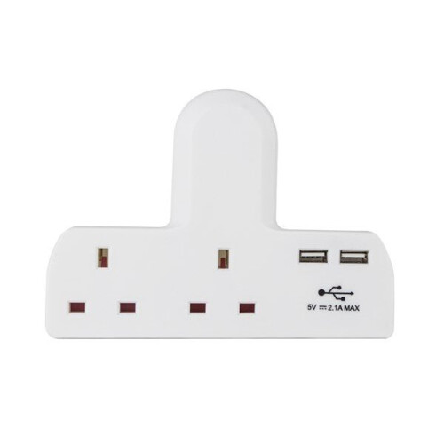 Status STATUS 2 Way Cable Free Socket with 2 USB Ports - White [S2W2USBCFS6]