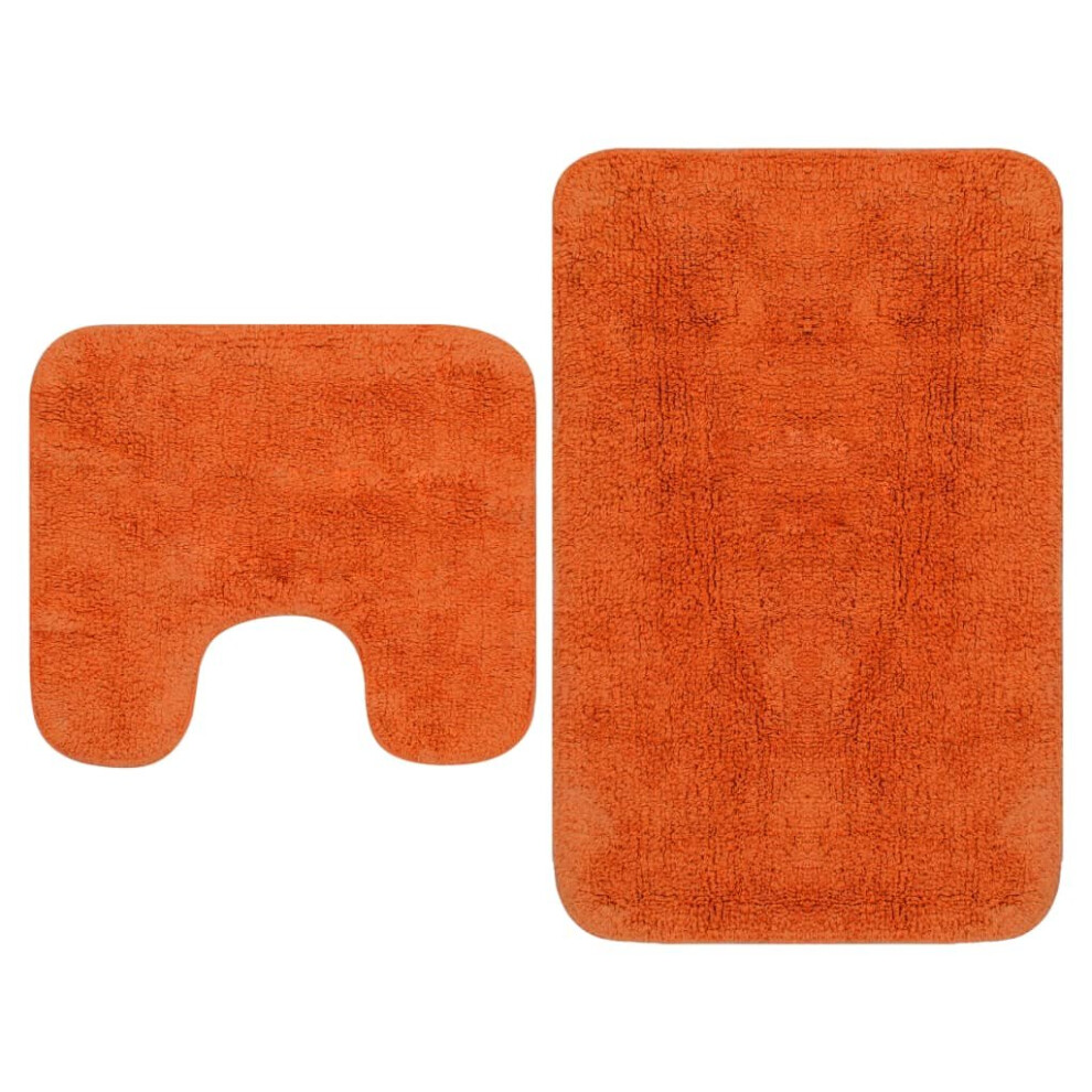 vidaXL Bathroom Mat Set 2 Piece Fabric Orange Water Absorbent Floor Carpet Rug