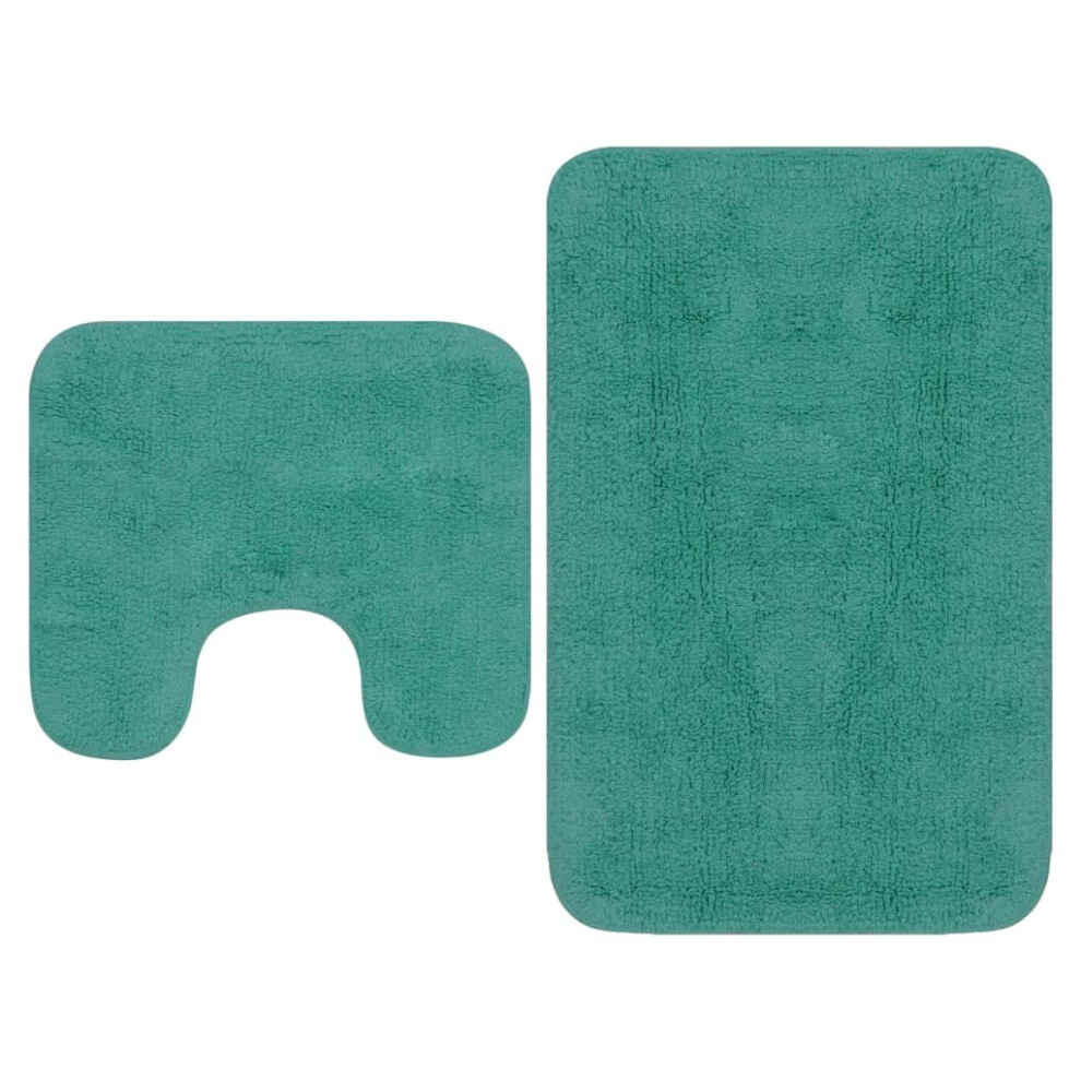Vidaxl Bathroom Mat Set 2 Piece Fabric Turquoise Absorbent Floor Carpet Rug