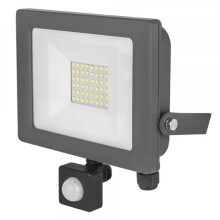 STATUS Slim Line LED Flood Light with PIR - Grey - 30W [S30WSFLGPIR1PKB3]
