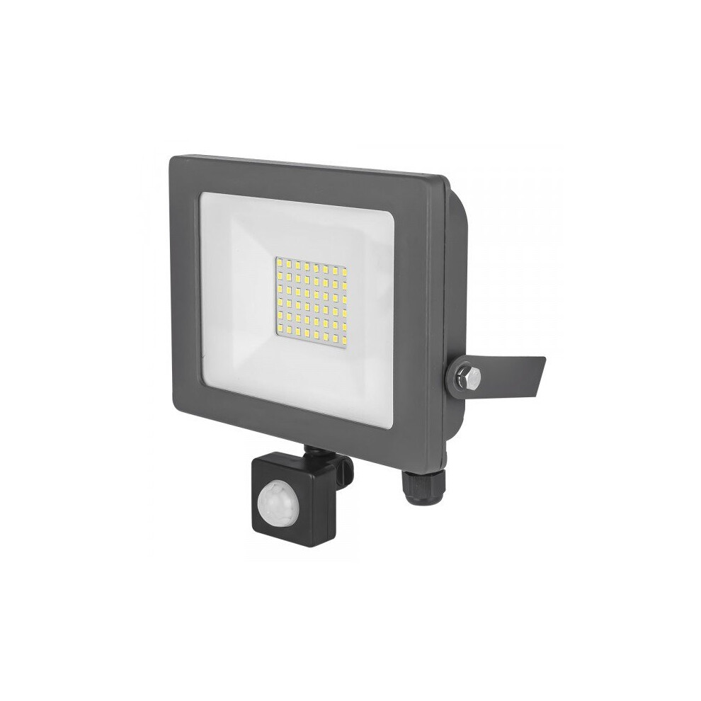 STATUS Slim Line LED Flood Light with PIR - Grey - 30W [S30WSFLGPIR1PKB3]