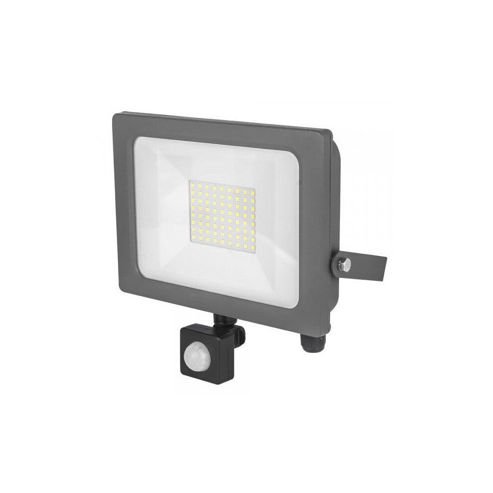 STATUS Slim Line LED Flood Light with PIR - Grey - 50W [S50WSFLGPIR1PKB3]