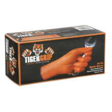 LUCAS OIL Tiger Grip Orange Nitrile Gloves - Medium - Pack of 100 [EPP8843]