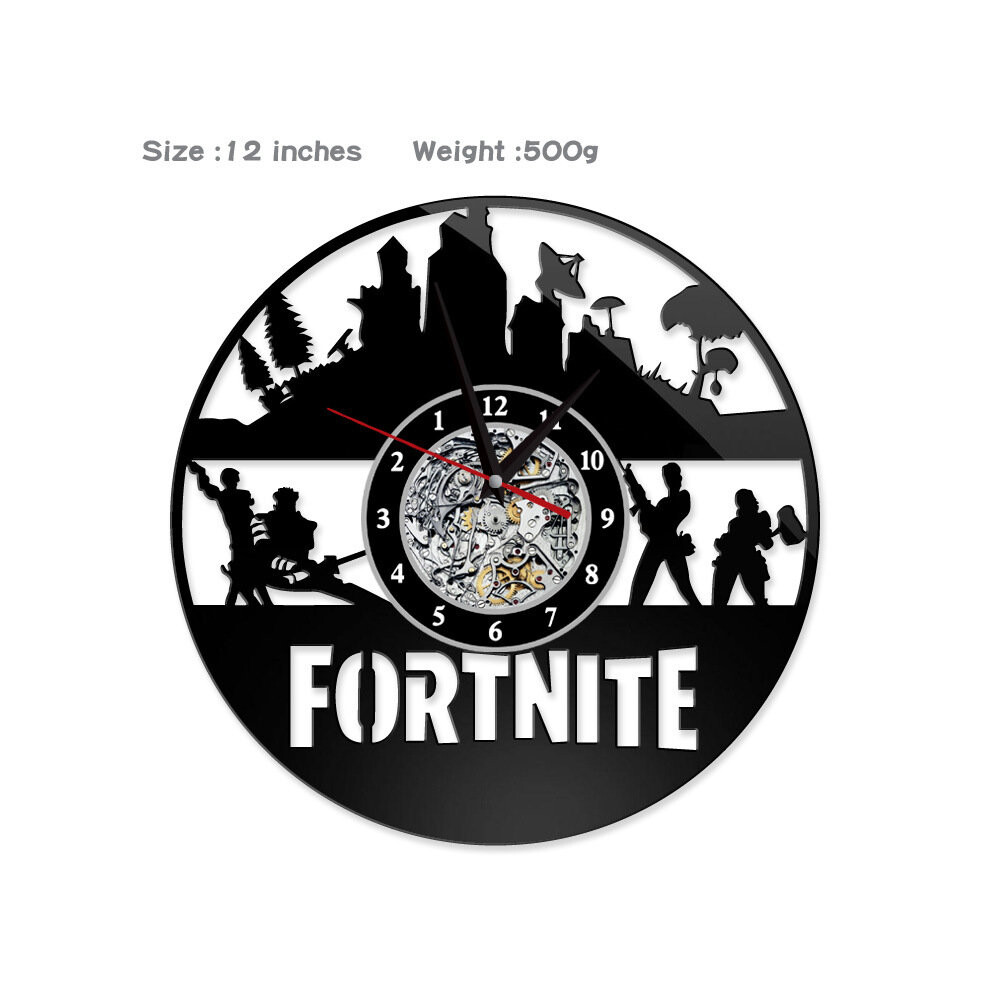 (With LED, 2) Fortress Night FORTNITE Vinyl Record Creative Simple Modern Wall Clock