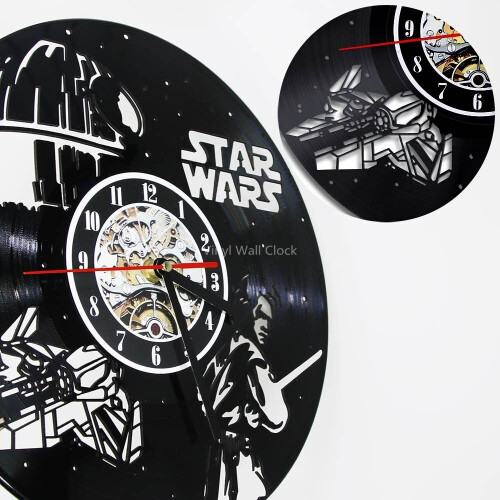 (With LED) Creative retro nostalgia Star Wars Skywalker wall clock vinyl wall clock 2