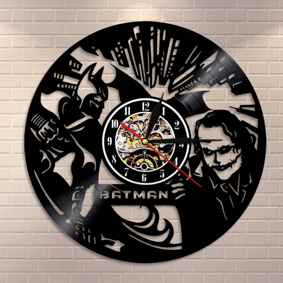 (With LED) Home Decor Vinyl Wall Clock Creative Retro Nostalgic Batman Joker