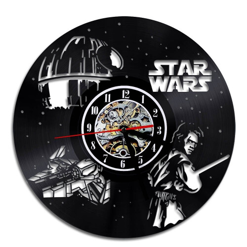 (With LED) Creative retro nostalgia Star Wars Skywalker wall clock vinyl wall clock