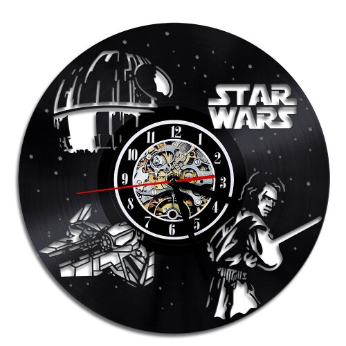 (With LED) Creative retro nostalgia Star Wars Skywalker wall clock vinyl wall clock 1