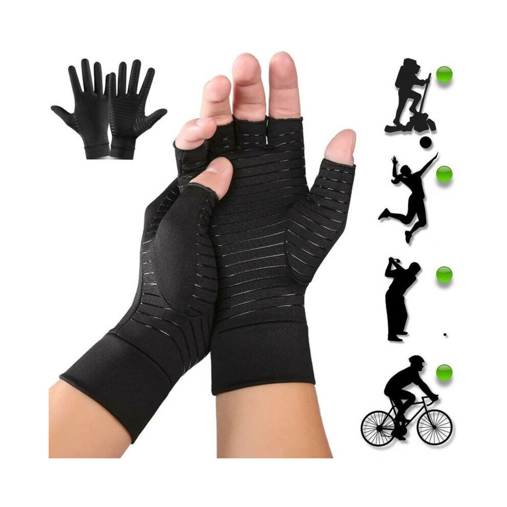 (M) Copper Compression Gloves For Arthritis Carpal Tunnel Hand Support Pain Relief