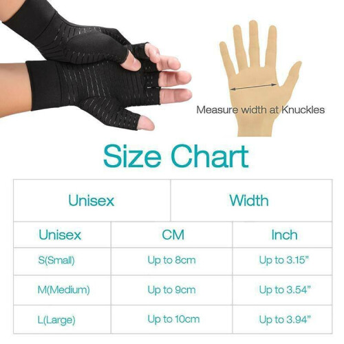 (S) Copper Compression Gloves For Arthritis Carpal Tunnel Hand Support Pain Relief 1