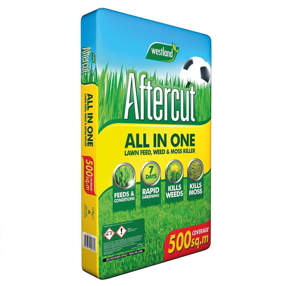 New Westland Lawn Fertiliser With Moss & Weed Killer 500M² 17.5Kg Green Aftercut