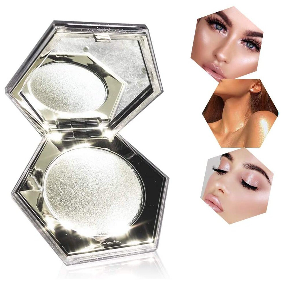 Makeup Compact Highlighting Shimmering Powder with Instant Retouch and Glitter Finish for Women Girls
