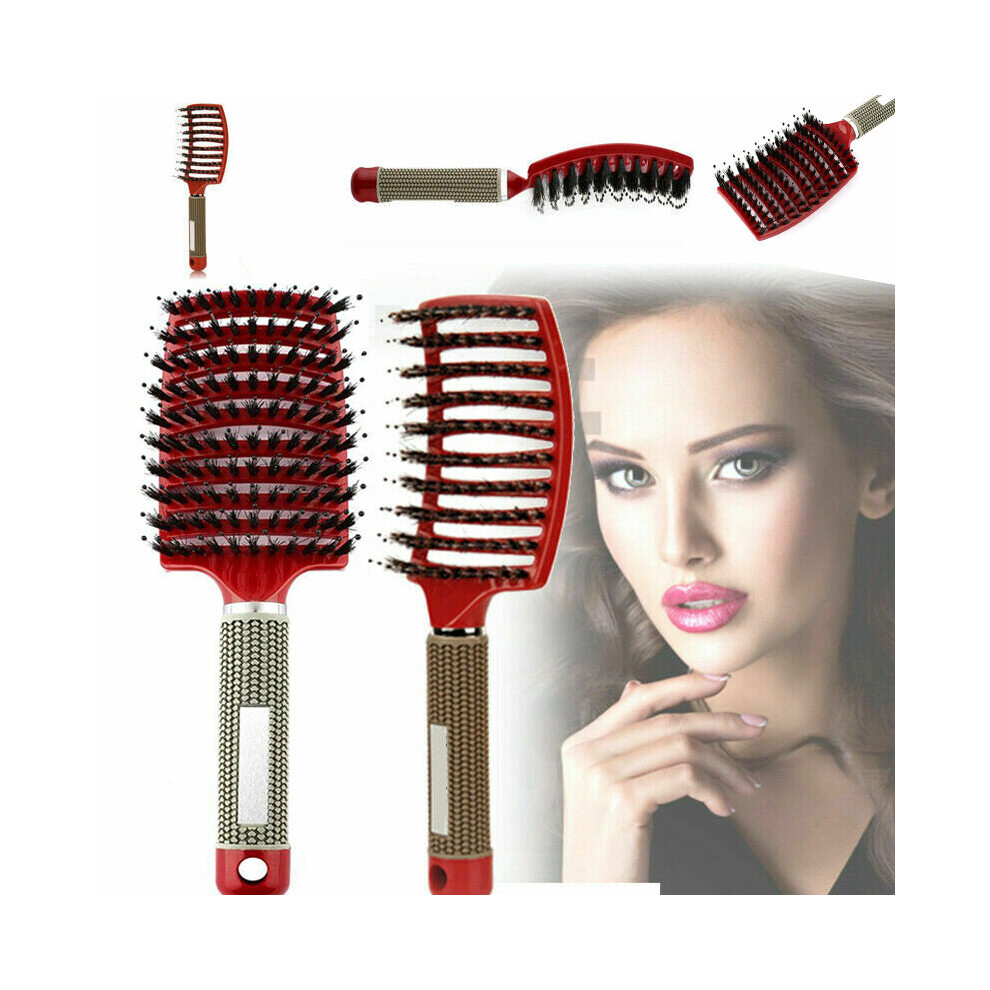 Red Soft Bristle Nylon Hair Brush Boar Bristle Hairbrush