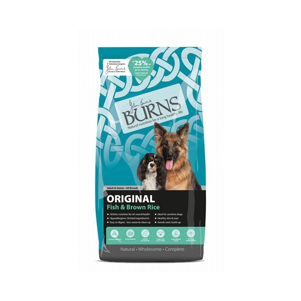 Burns Adult & Senior Original - Fish & Rice 12 Kg Brown