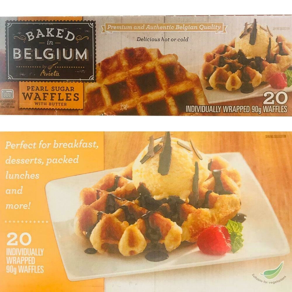 20 Belgium Butter Waffles Pearl Pure Sugar Baked Individually Packed