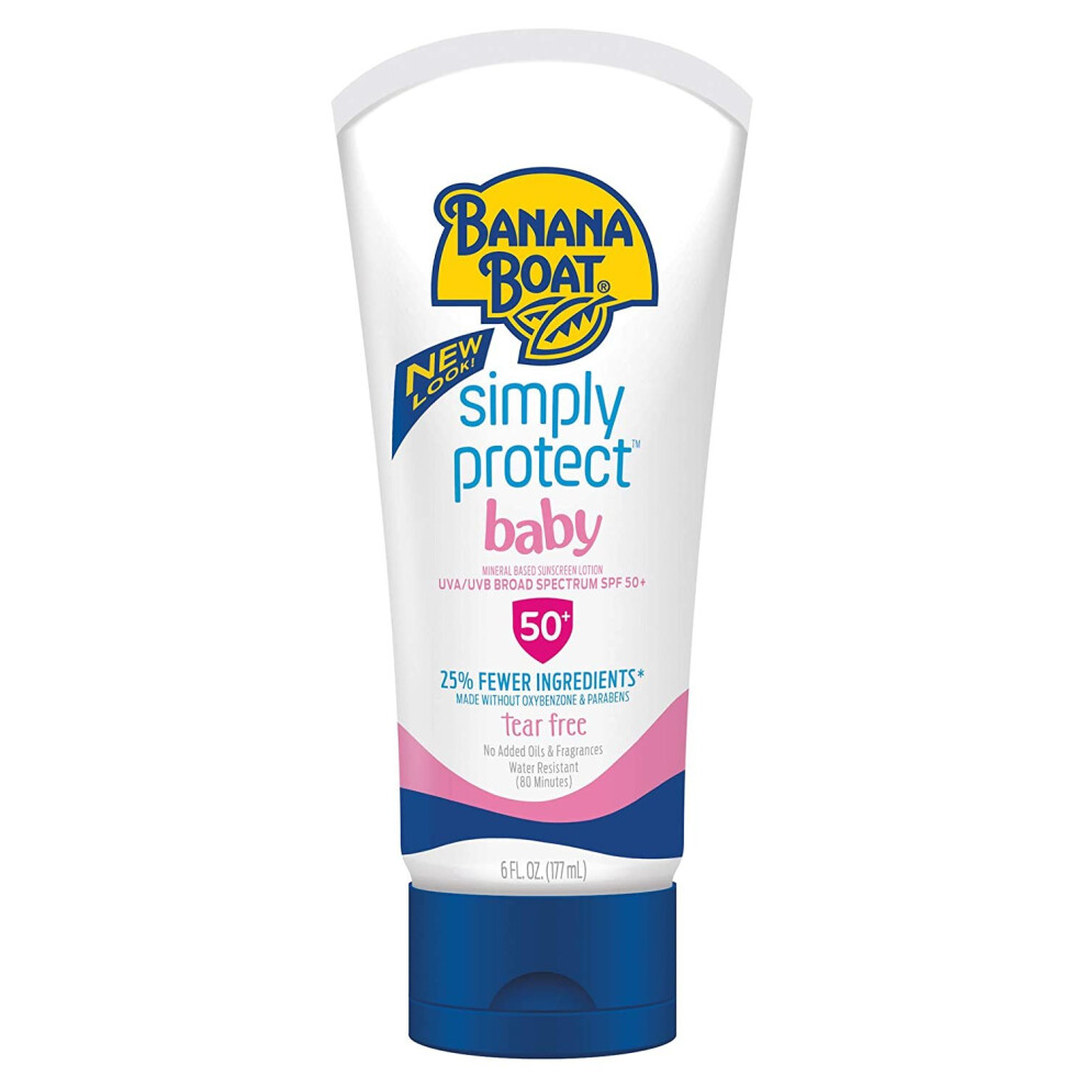 Banana Boat Simply Protect Baby Mineral-Based Sunscreen Lotion SPF 50+, 177 ml (6 fl oz)