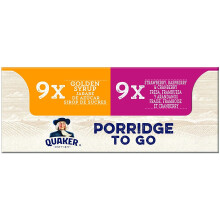 Quaker Porridge To Go Breakfast Bar Golden Syrup & Strawberry Raspberry & Cranberry Variety 18 x 55 g