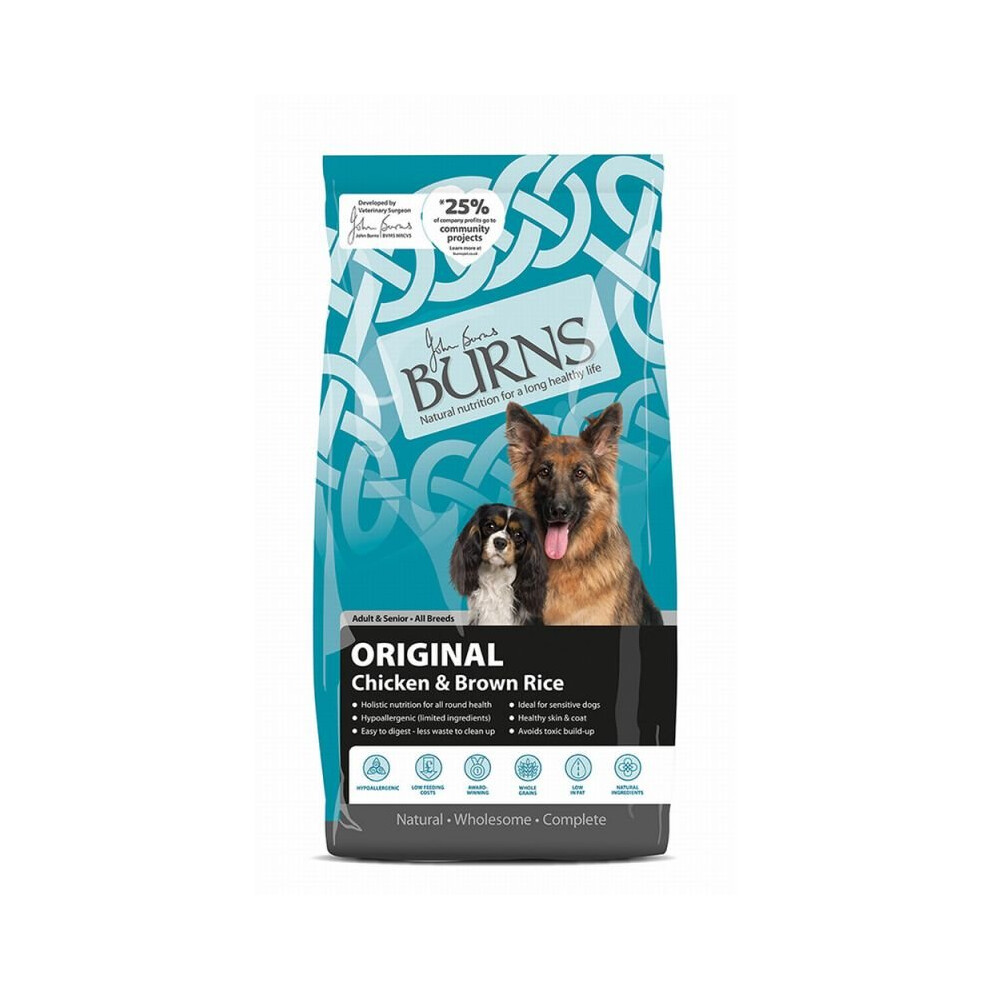 Burns Adult & Senior Original - Chicken & Rice 12 Kg Brown