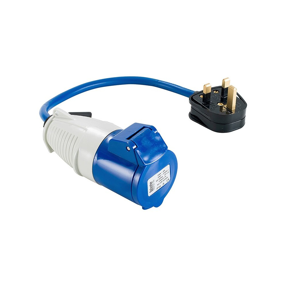 Defender Blue Fly Lead Adaptor (13Amp Plug & 16Amp Socket 240V)