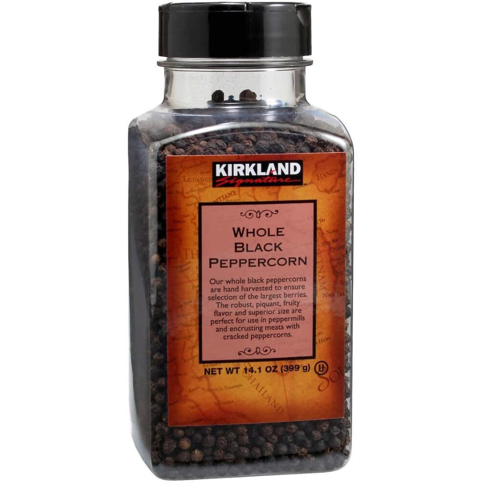 Kirkland Signature Spice Seasoning Food Whole Black Pepper Peppercorn Jar 399g