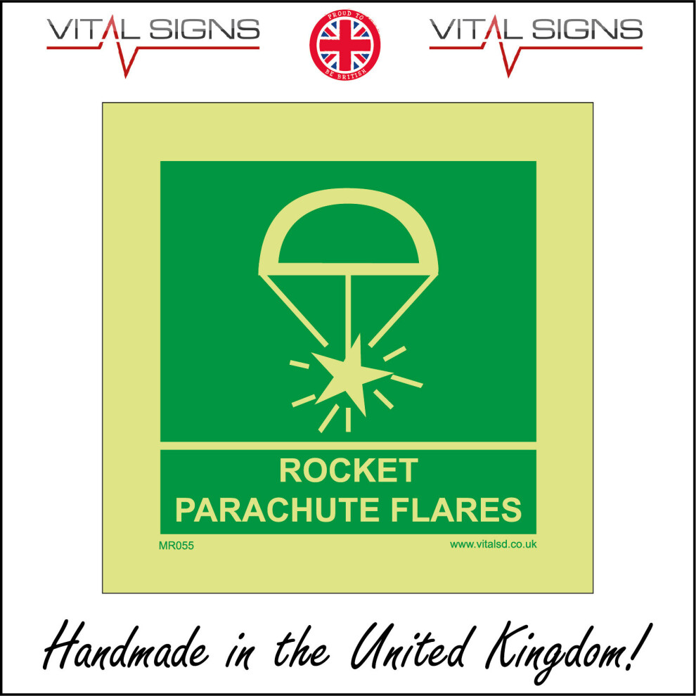 (200 x 200mm - 8 x 8, Sticker / Sav - White Background) MR055 Rocket Parachute Flares SIGN distress signal help emergency boat