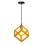 (Yellow) 1lt Square Metal Wired Frame Pendant Light Cube Ceiling Lamp 1