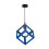 (Dark Blue) 1lt Square Metal Wired Frame Pendant Light Cube Ceiling Lamp 1