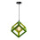 (Green) 1lt Square Metal Wired Frame Pendant Light Cube Ceiling Lamp 1